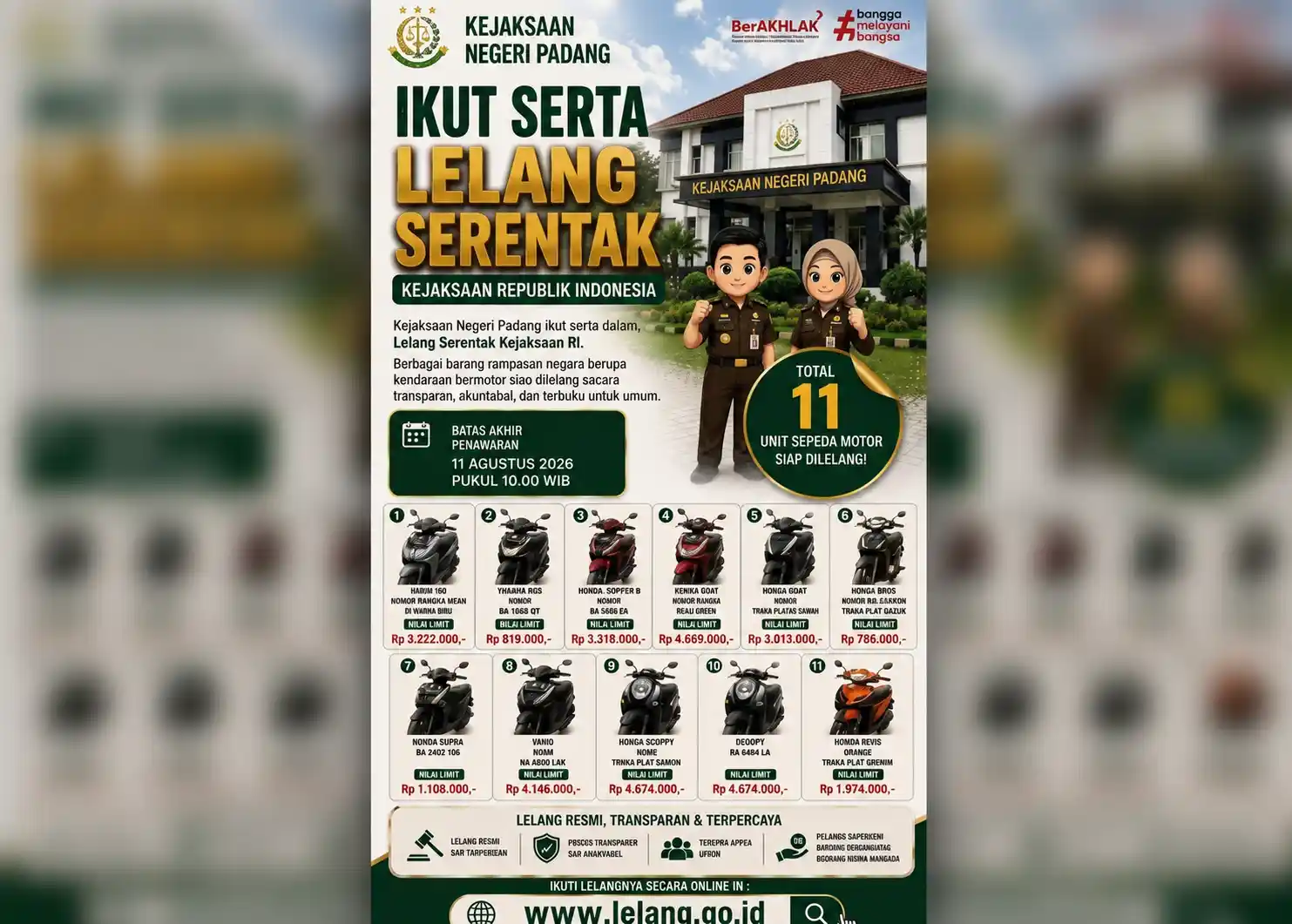 Lelang Motor Kejari Padang